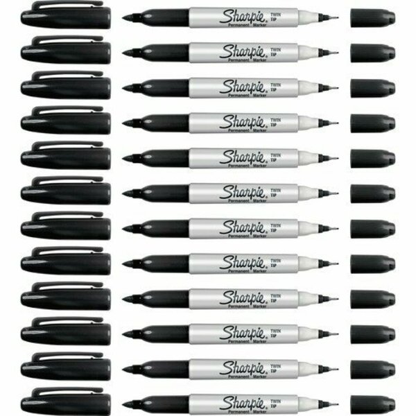 Sanford Ink MARKER, SHARP, TWINTIP BK UPC, 12PK SAN32201BX